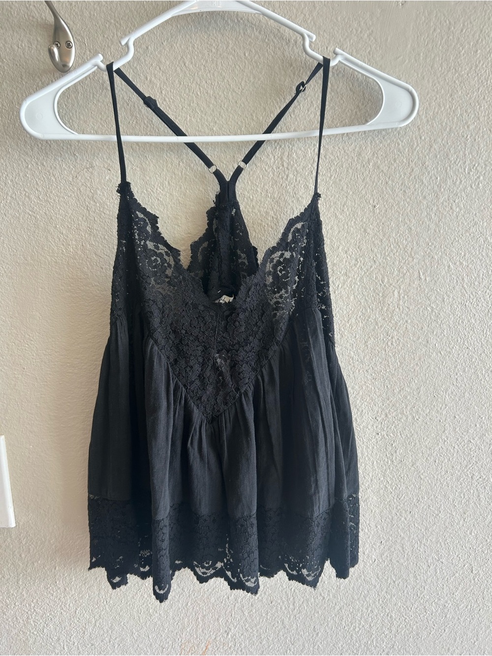 Free People Black Lace-Trim Swing Cami - Picture 3 of 5